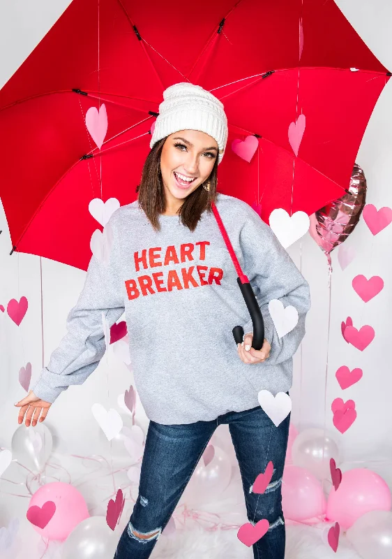 Heart Breaker Crewneck- Gray** - Final Sale