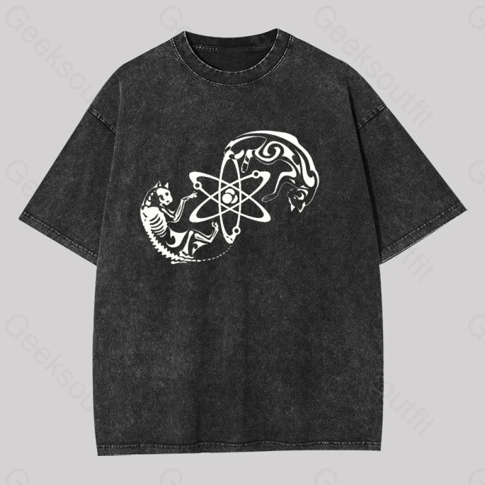 Science Cat Geek Washed T-shirt