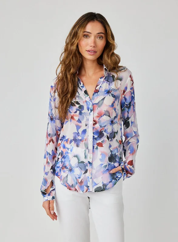 Clean Front Hipster Shirt - Magnolia Bloom Print