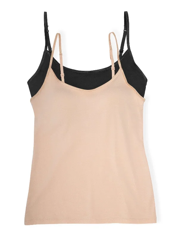 So Smooth Modal Cami Top w/ Built In Shelf Bra 2-Pack