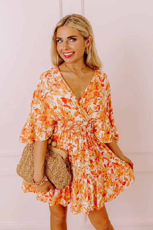 Love The Journey Floral Romper In Orange