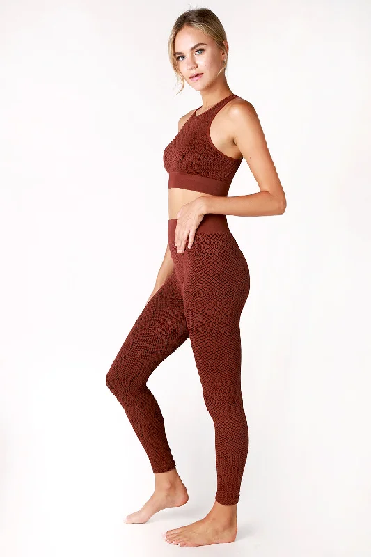 Red Snakeskin Print Leggings