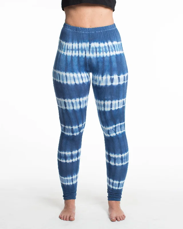 Womens Tie Dye Yoga Leggings in Blue White