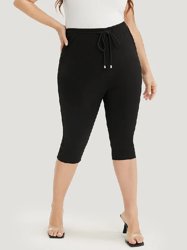 Drawstring Elastic Waist Pocket Skinny Leggings