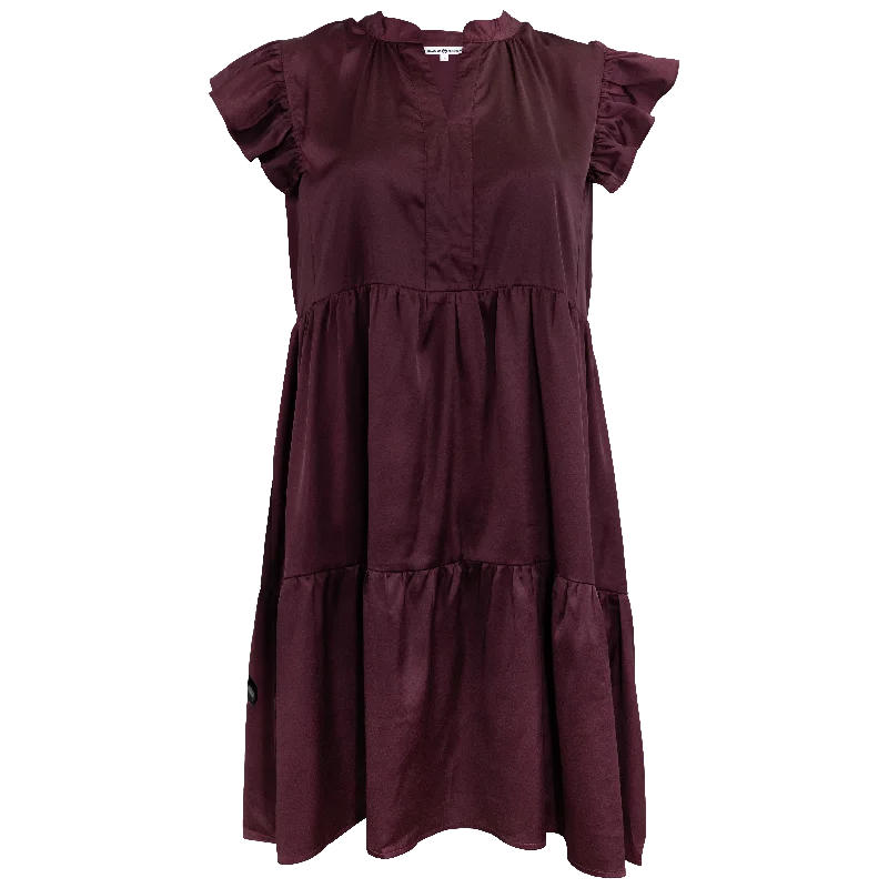 Ruffle Sleeved Silky Dress