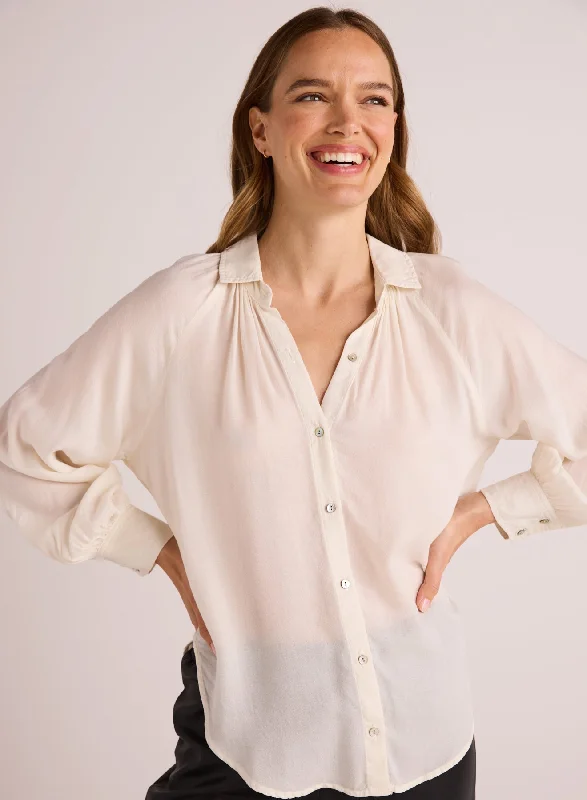 Flowy Raglan Sleeve Shirt - Ivory Pearl