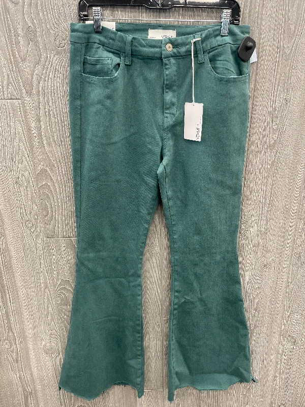 Jeans Flared By Vervet In Green Denim, Size: 12