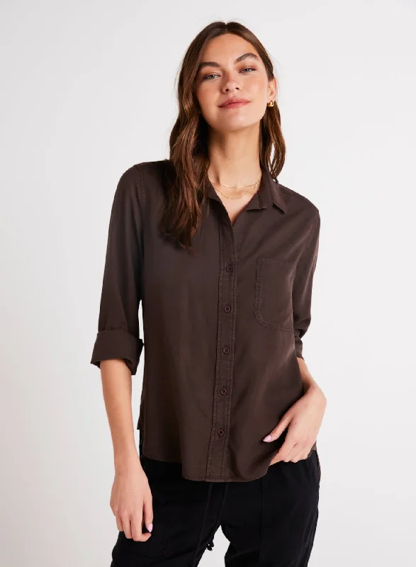 Shirt Tail Button Down - Chestnut Brown