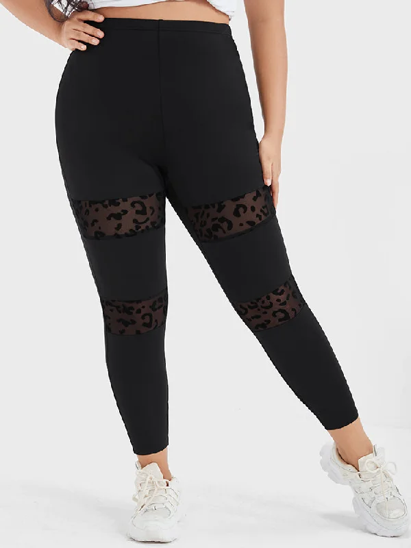 Solid Leopard Patchwork Skinny Leggings