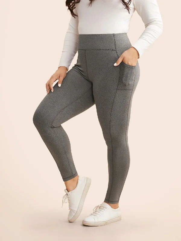 Heather Patched Pocket High Rise Leggings