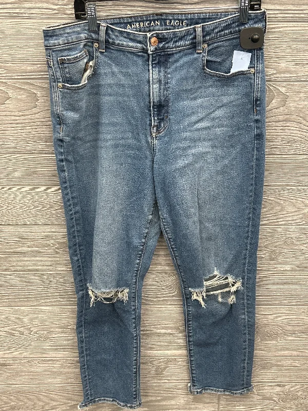 Jeans Cropped By American Eagle In Blue Denim, Size: 14