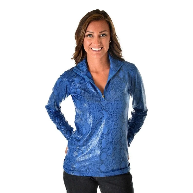 Cowgirl Tuff Western Sweatshirt Womens Cadet Snakeskin Blue 100721