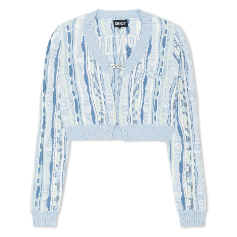 Corded Knit Cropped Long Sleeve (Light Blue)