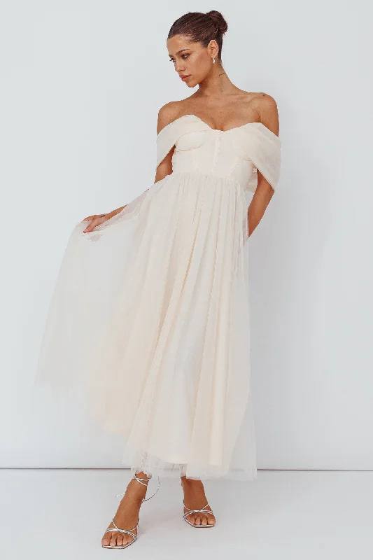 Dreamers & Lovers Off-Shoulder Maxi Dress Vanilla