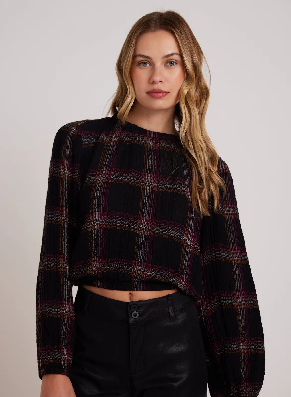 Elastic Shirred Top - Autumn Sunset Plaid