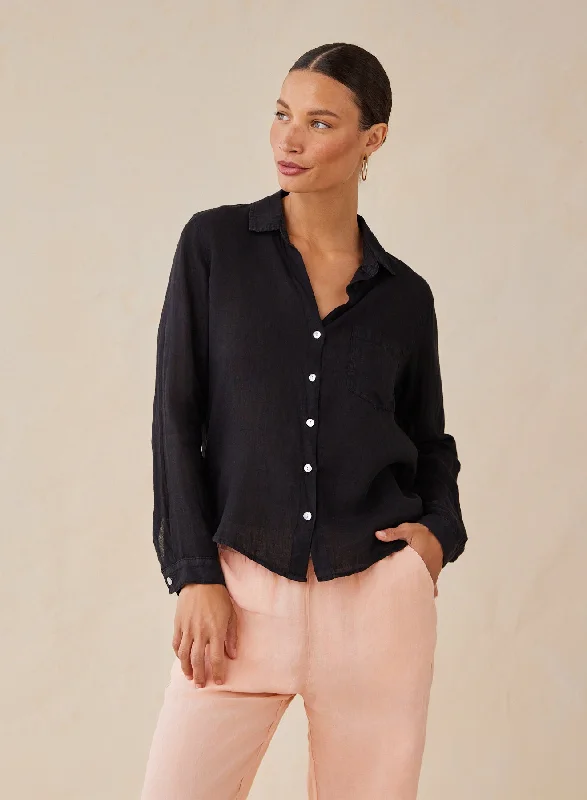 Linen Pocket Button Down - Black