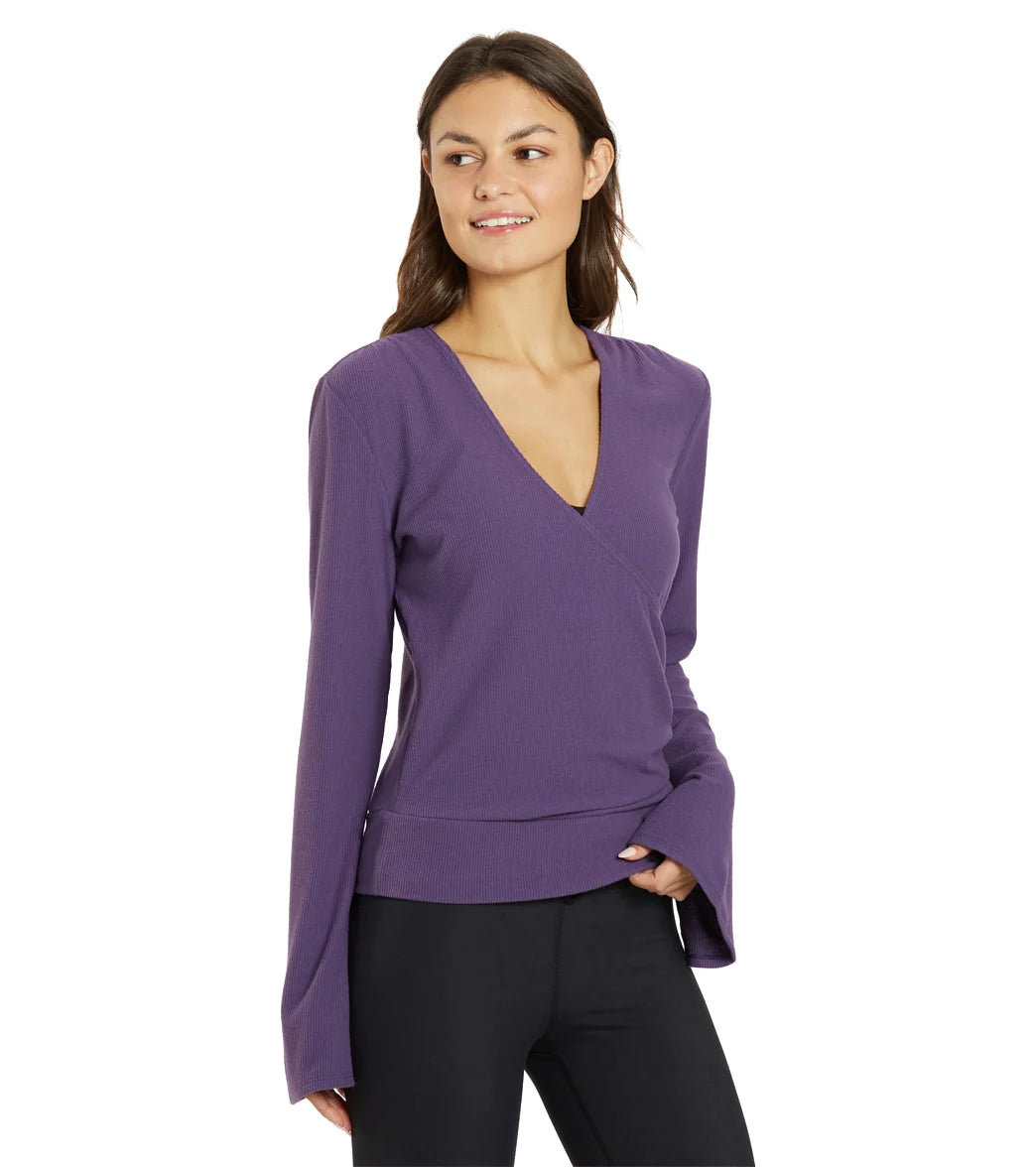 Thrive Société Women's Pleated Wrap Pullover - Loganberry Purple