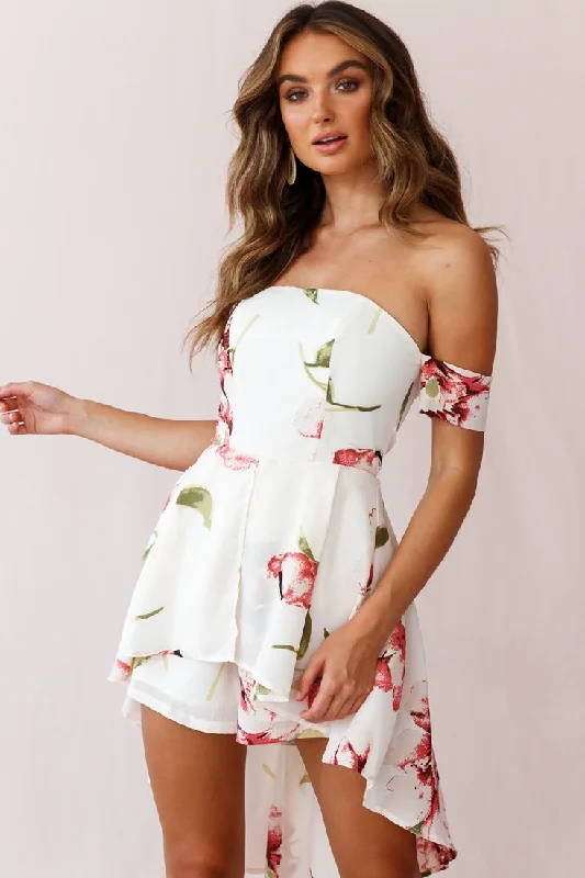 Jessa High-low Summer Brunch Romper Off White