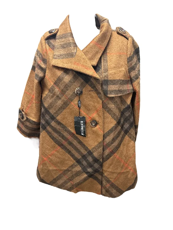 NWT Keliao Women's Plaid Coat Brown L