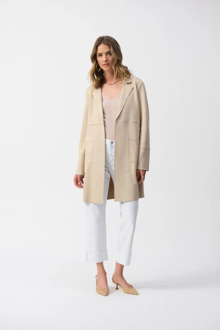 Joseph Ribkoff Parchment Scuba Suede Straight Jacket