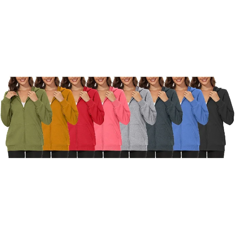 Womens Winter Fleece Lined Hoodie Full Zip Up 2Pack Soft Blend Comfort