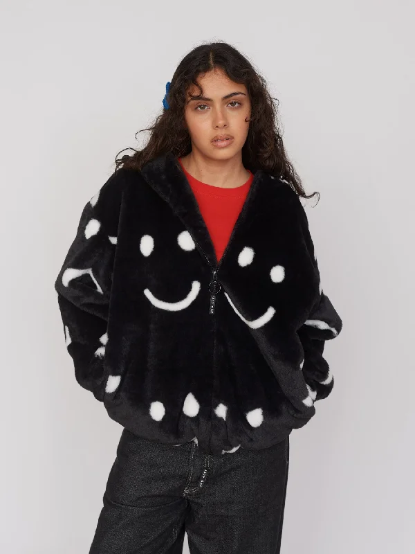 Happy Sad Faux Fur Jacket