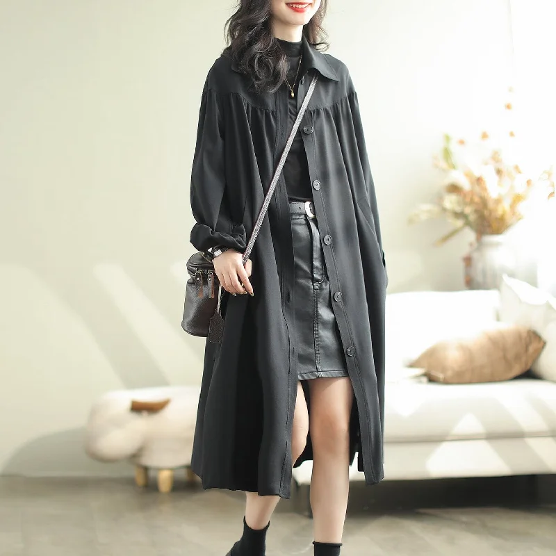 Women Casual Stylish cotton Solid Autumn Overcoat