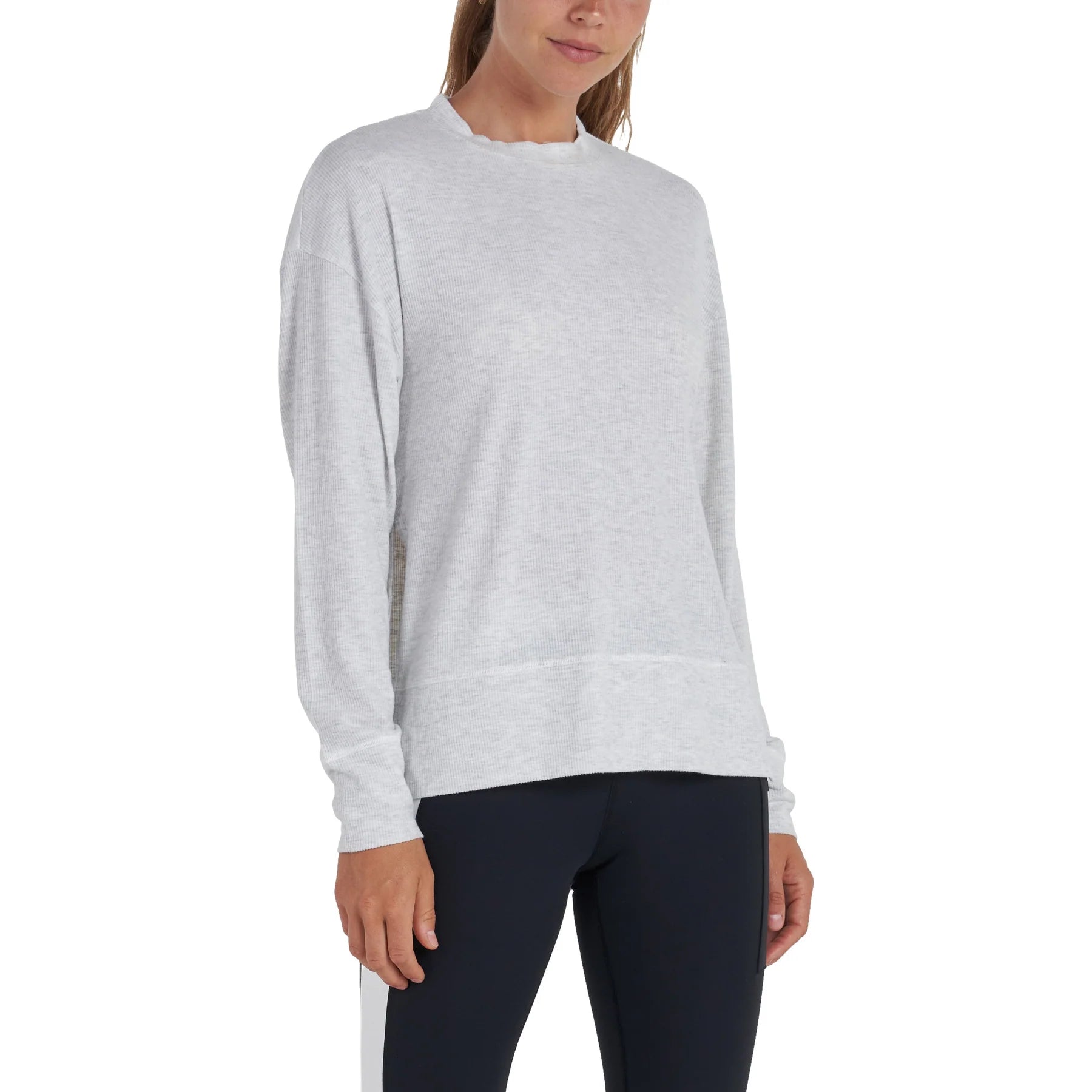 Thrive Société Women's Daily Side Slit Pullover - Lite Heather Grey