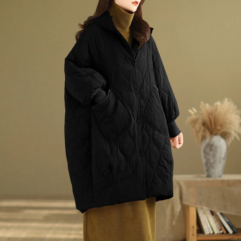 Babakud Women Winter Hooded Loose Cotton Coat