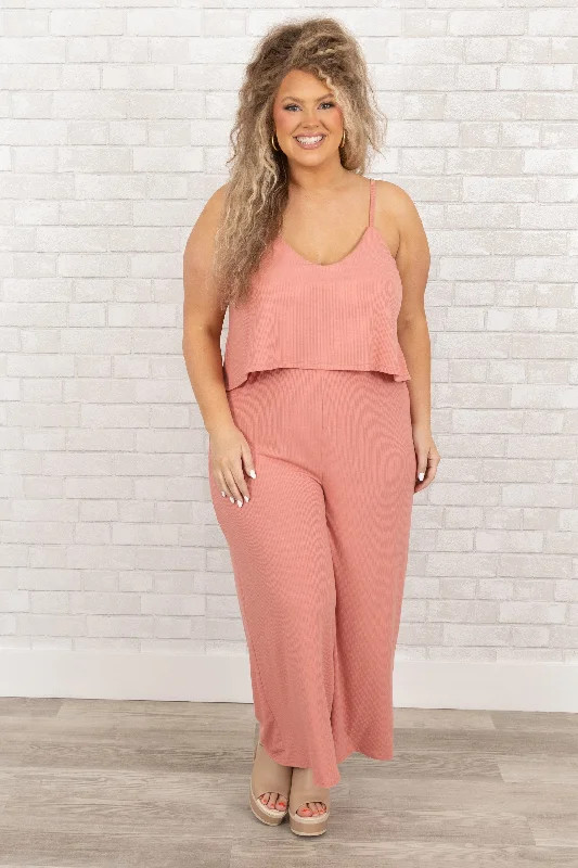 Finding My Peace Jumpsuit, Ash Rose