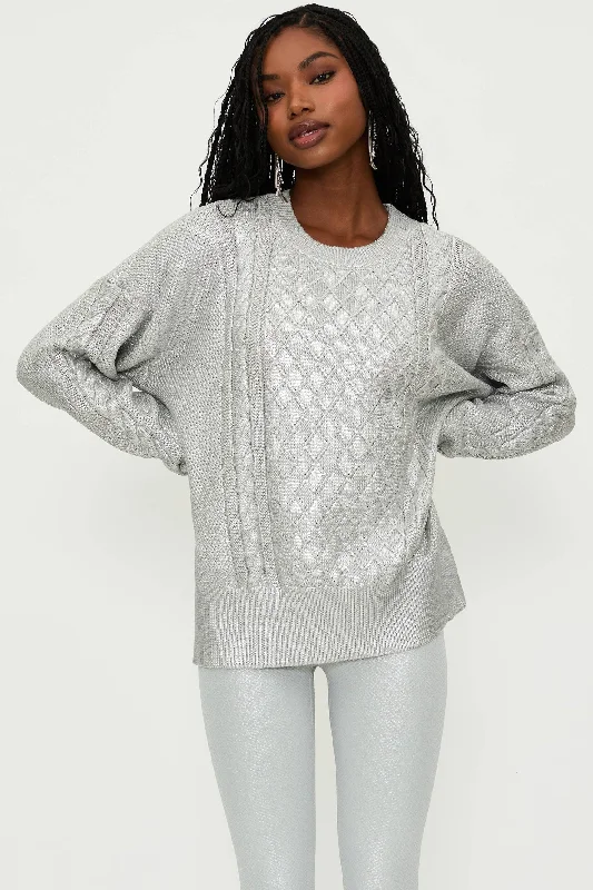 Beach Riot Callie Sweater Silver Shine Cable