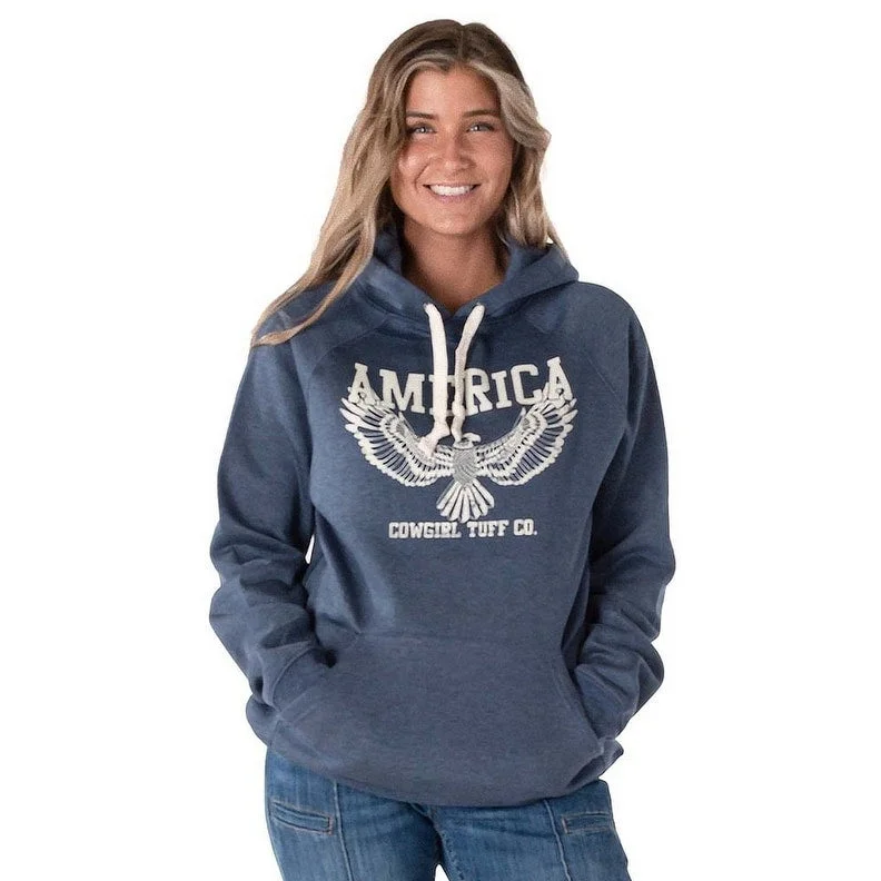 Cowgirl Tuff Western Sweatshirt Womens America Eagle Navy SIG2224