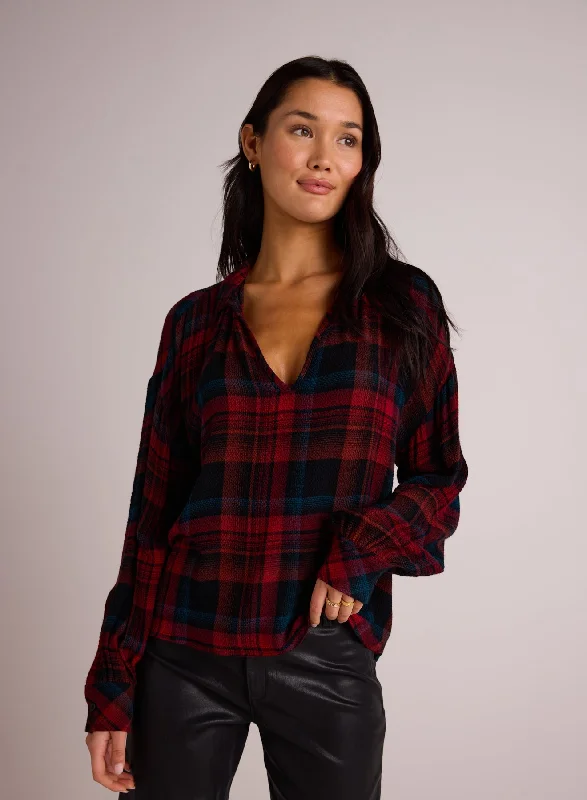 Drop Shoulder Pullover - Winter Berry Plaid