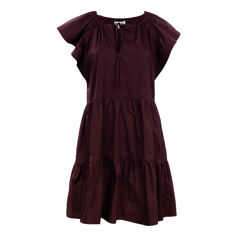 Maroon Tie Ruffled Dress