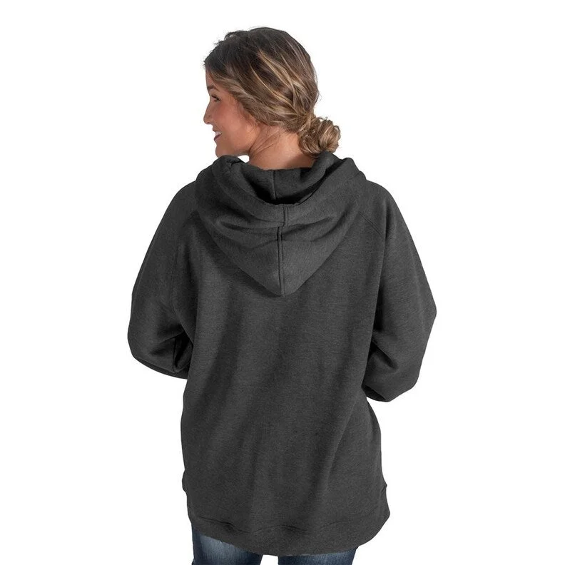 Cowgirl Tuff Western Sweatshirt Womens Hooded Flag Charcoal SIG2007