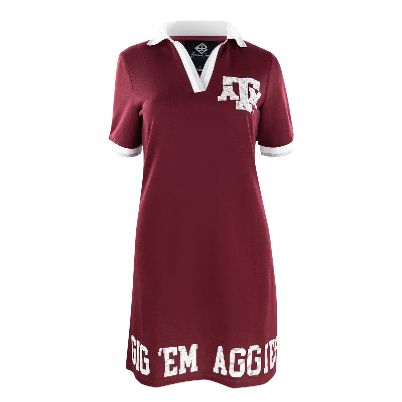 Sequined Gig 'Em Aggies Reveille Collared Dress