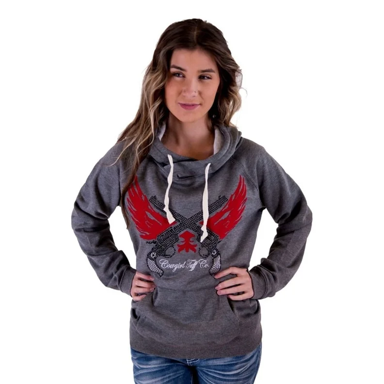 Cowgirl Tuff Western Sweatshirt Womens Hoodie Pullover Gray SIG2312